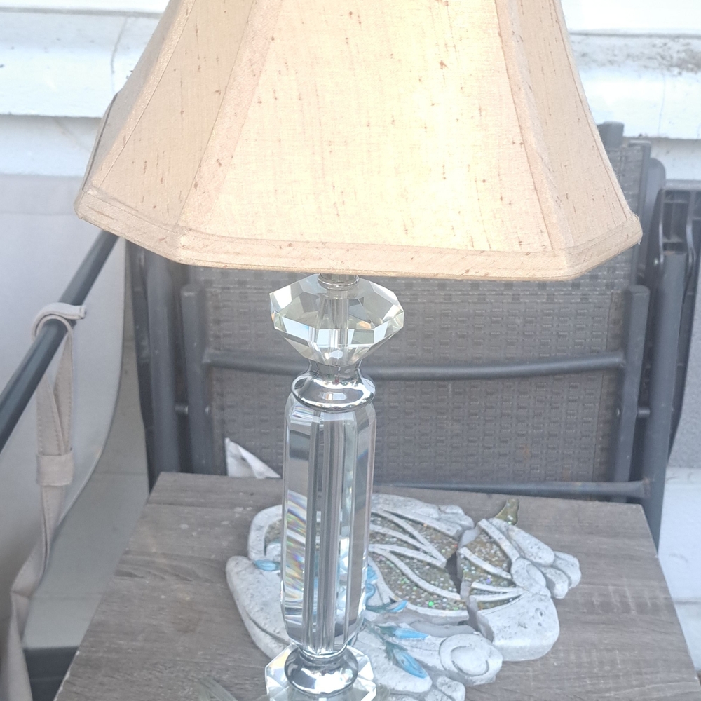 Elegant Crystal Table Lamp with Beige Shade